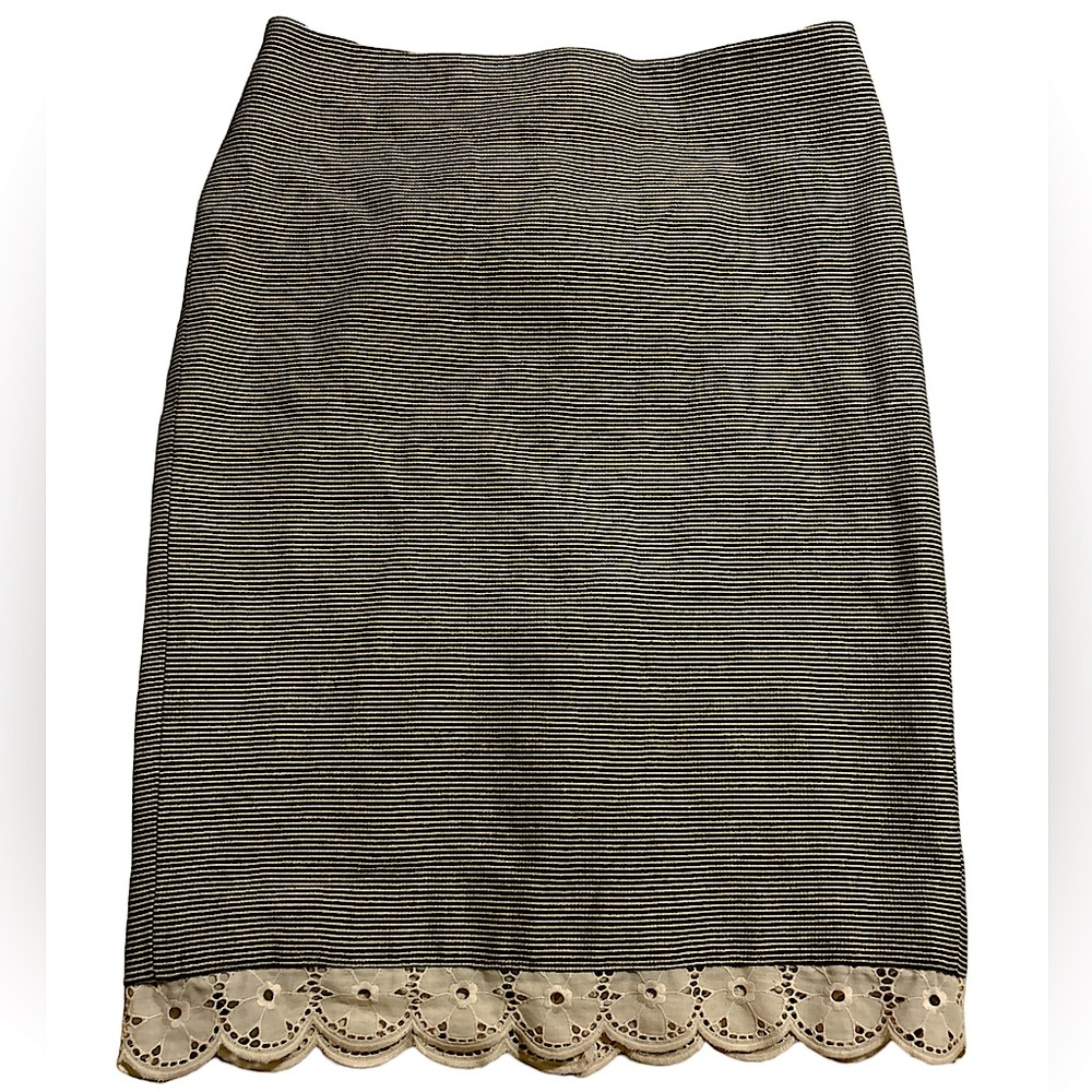 Talbots striped lace hem pencil skirt women’s size 8